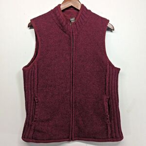 Gander Mountain Vest Women's XL Burgundy Reversible Lambswool Fleece Full Zip